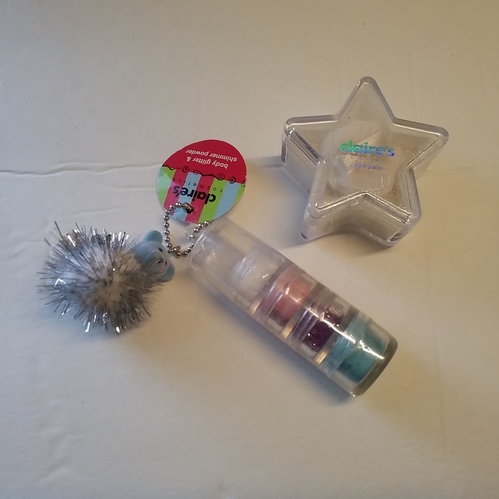 3/$15 CLAIRE'S BODY GLITTER SHIMMER POWDER NEW NWT 2 PIECE